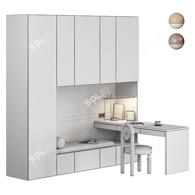 Modern Workspace Furniture Set with Storage 3D model image 5