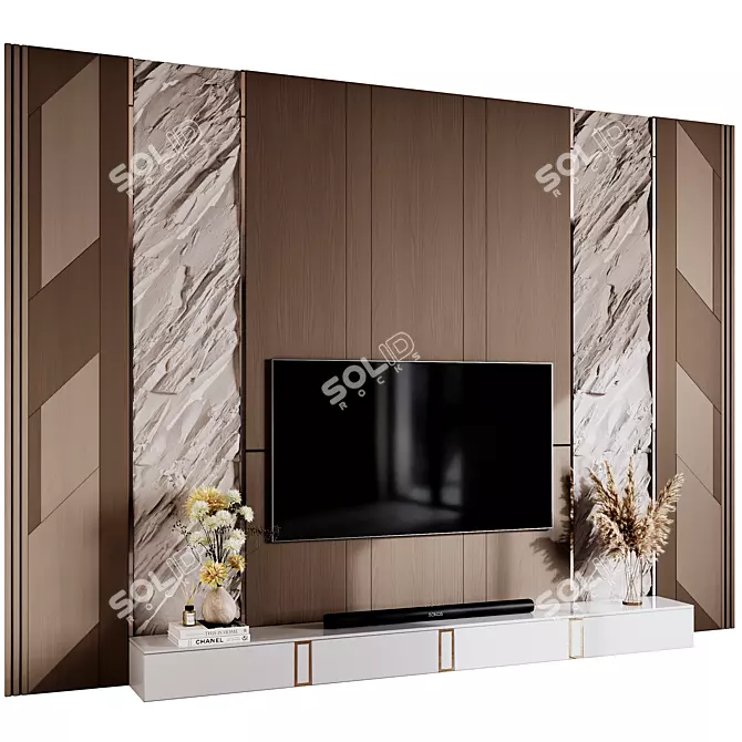 Contemporary TV Wall Design Scene 3D model image 1