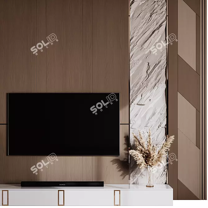 Contemporary TV Wall Design Scene 3D model image 3