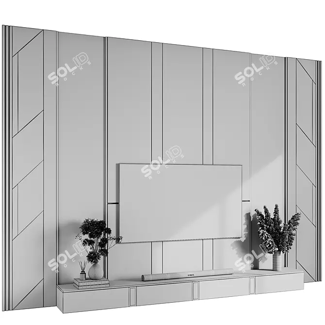 Contemporary TV Wall Design Scene 3D model image 5