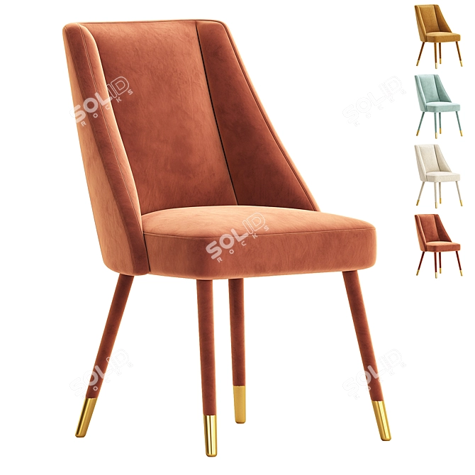 Elegant Figueroa Velvet Dining Chair 3D model image 1