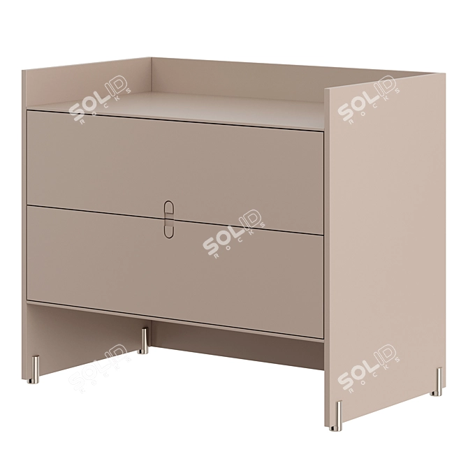 Elegant Modern Bedside Table Set 3D model image 3