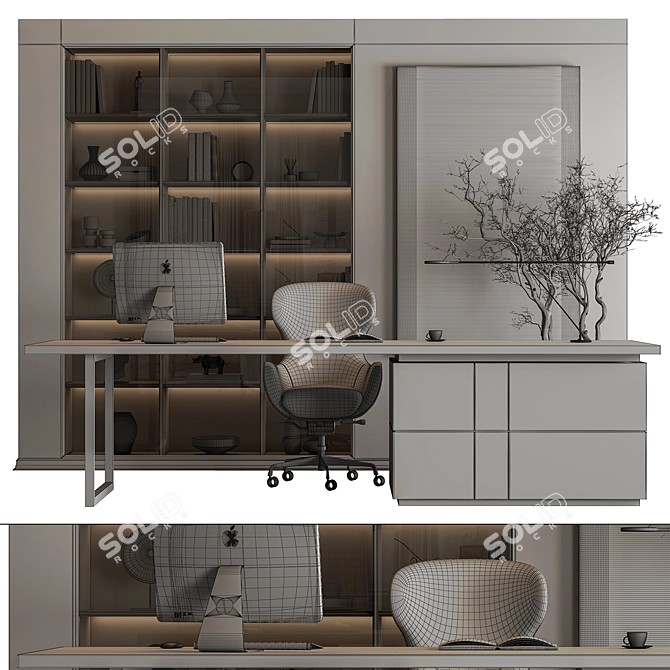  Executive Workspace Desk Set 3D model image 4