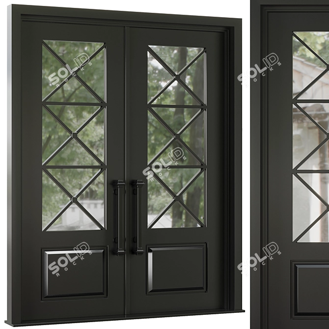 Modern Entrance Door Set88 3D model image 1