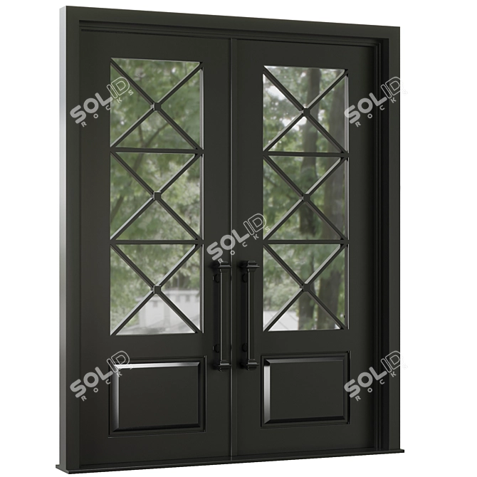 Modern Entrance Door Set88 3D model image 2