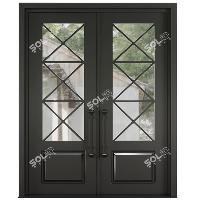 Modern Entrance Door Set88 3D model image 3