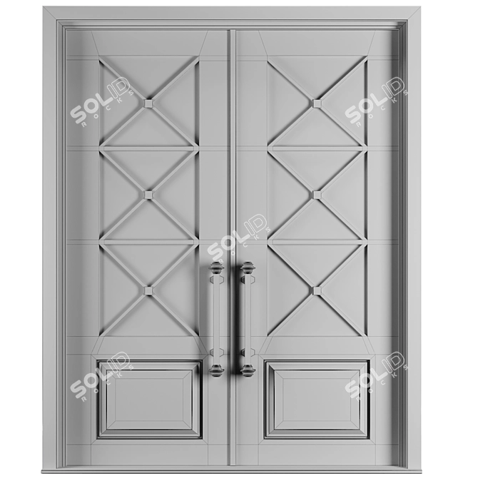 Modern Entrance Door Set88 3D model image 4