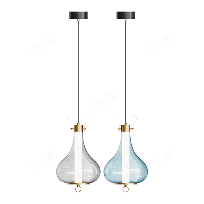 Cylindrical LED Glass Pendant Light 3D model image 3