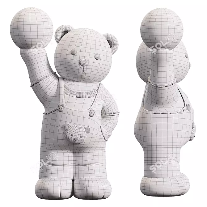 Creative Bear Sculpture Home Decor 3D model image 5