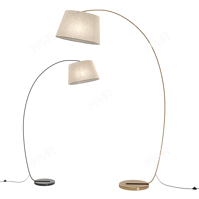 Retro Arc Floor Lamp, Brok 3D model image 1