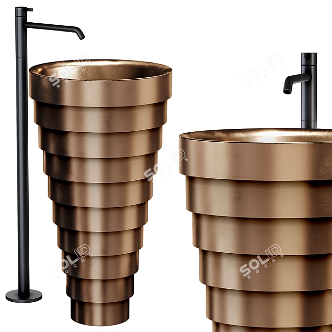 Cheope Column Washbasin - Sculptural Bronze Beauty 3D model image 1