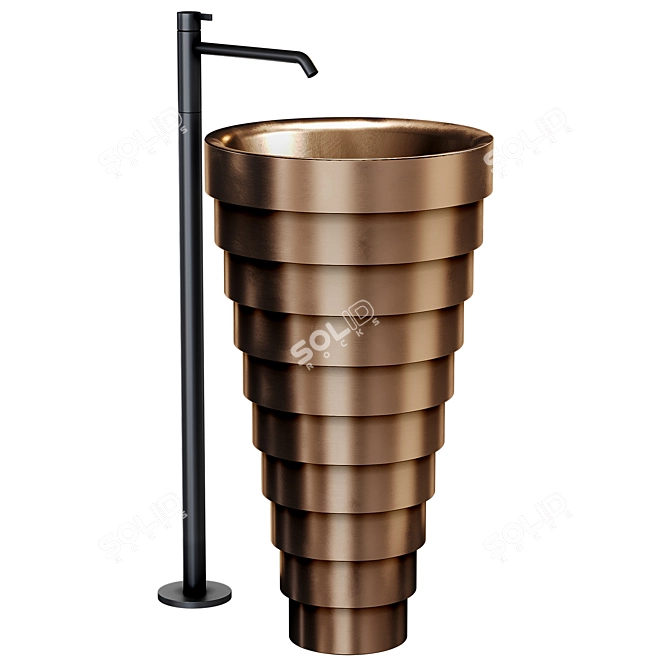 Cheope Column Washbasin - Sculptural Bronze Beauty 3D model image 2