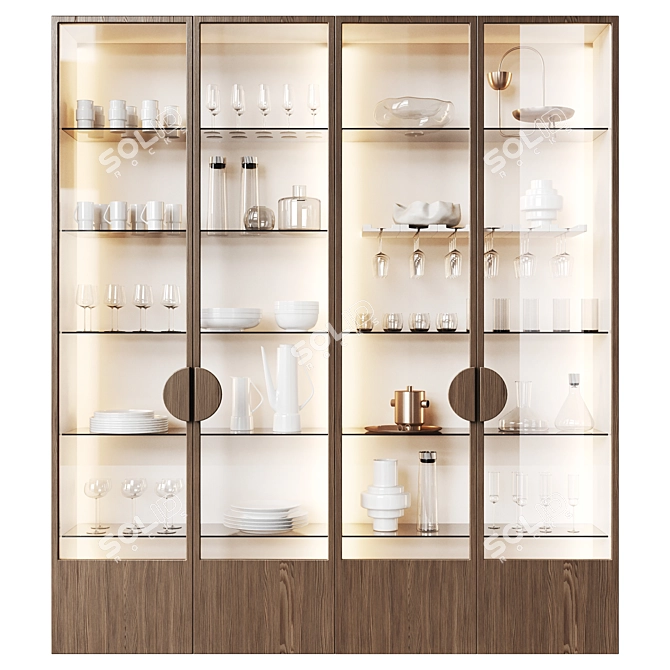 Modern Glass Cupboard for Kitchen 3D model image 1