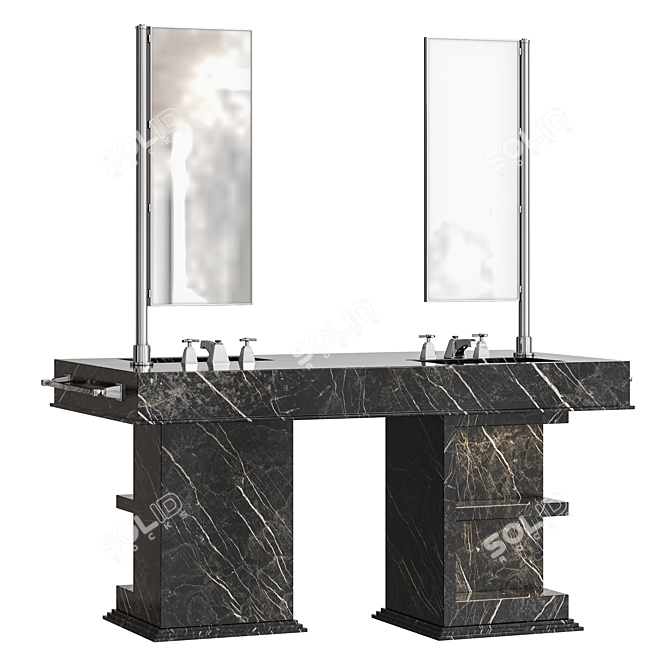 Luxurious Marble Double Sink Vanity 3D model image 1