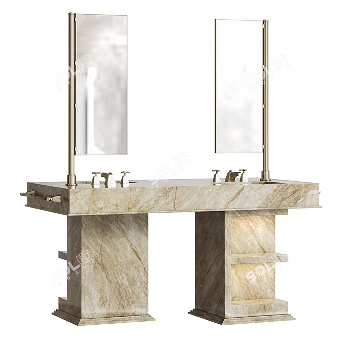 Luxurious Marble Double Sink Vanity 3D model image 2