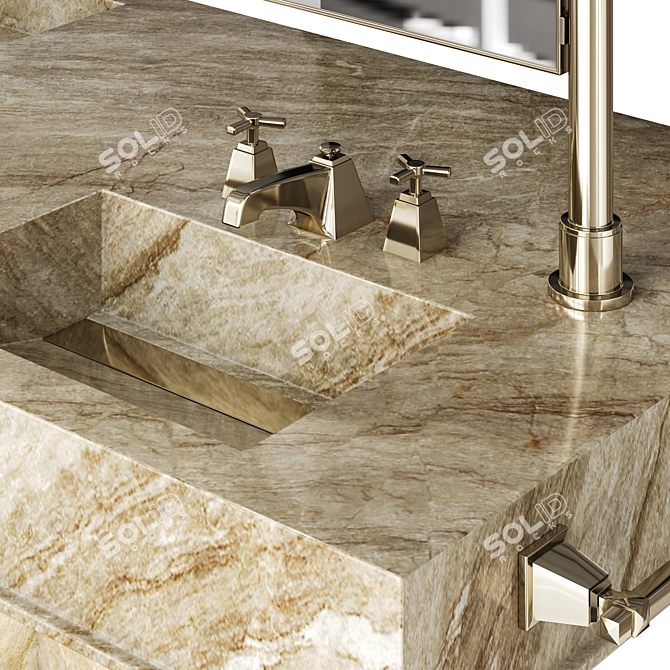 Luxurious Marble Double Sink Vanity 3D model image 4