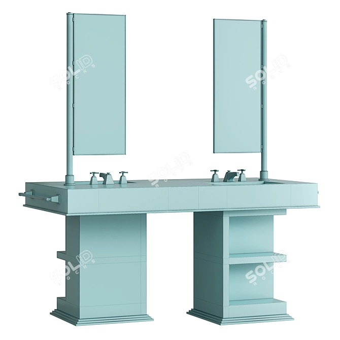 Luxurious Marble Double Sink Vanity 3D model image 5