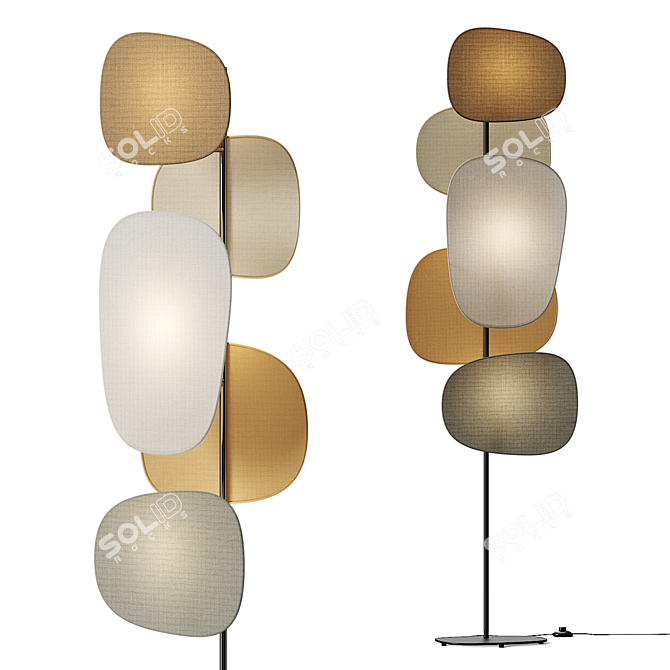 70's Fabric Floor Lamp Screen 3D model image 1