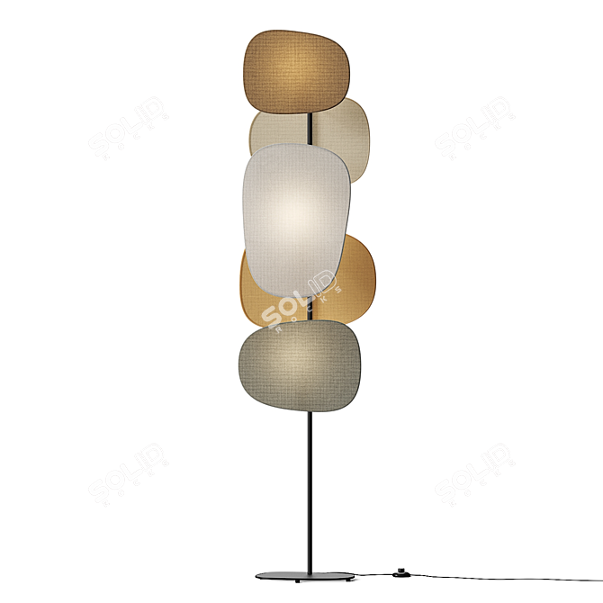 70's Fabric Floor Lamp Screen 3D model image 2