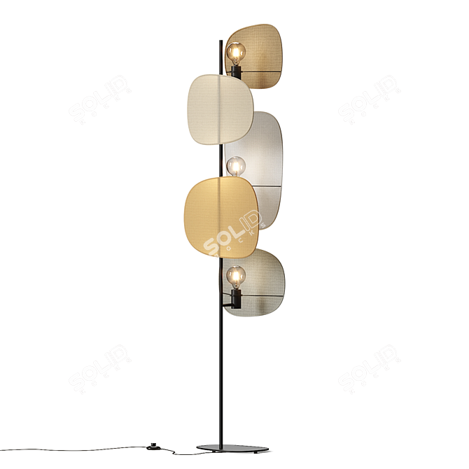 70's Fabric Floor Lamp Screen 3D model image 3