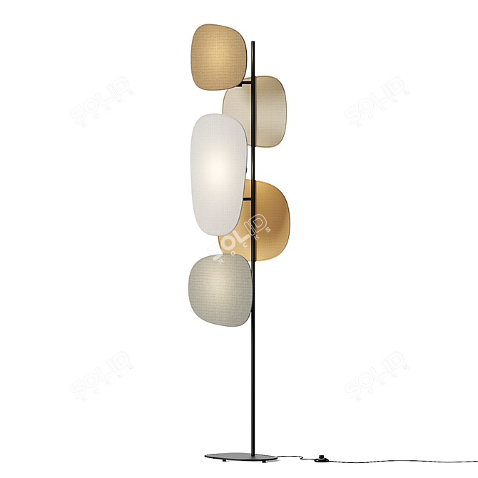 70's Fabric Floor Lamp Screen 3D model image 4