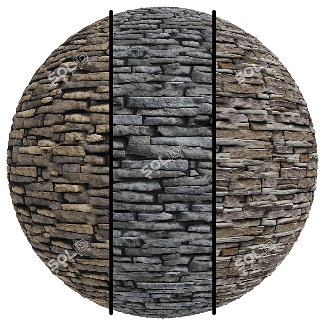 Stone Facade Coverings Texture Set 3D model image 1