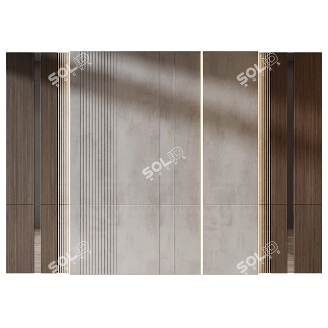 Natural Wood Wall Panel 3D 3D model image 1