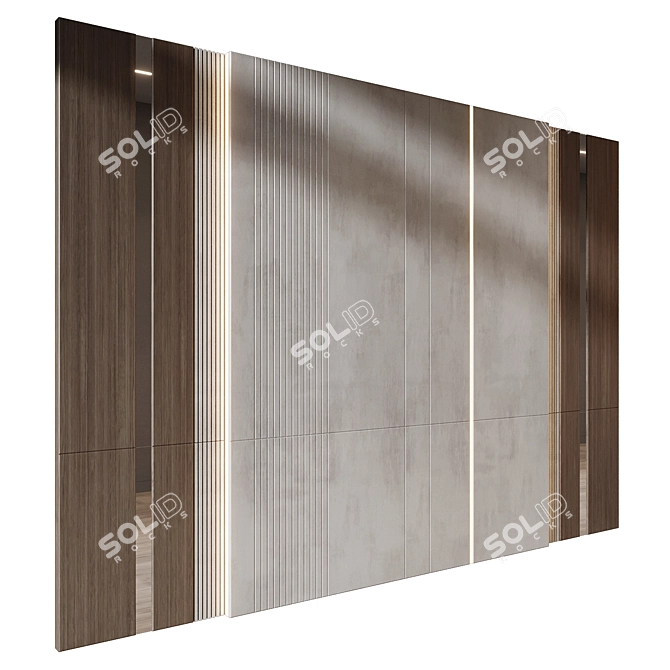 Natural Wood Wall Panel 3D 3D model image 2