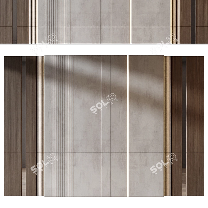 Natural Wood Wall Panel 3D 3D model image 3