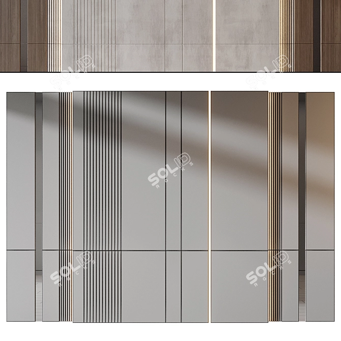 Natural Wood Wall Panel 3D 3D model image 4