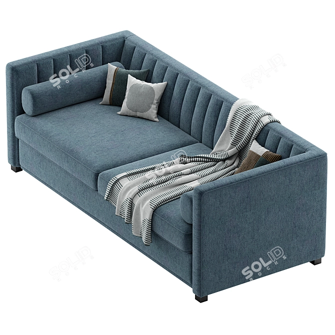 Striped Pull-Out Sofa Bed 3D model image 2