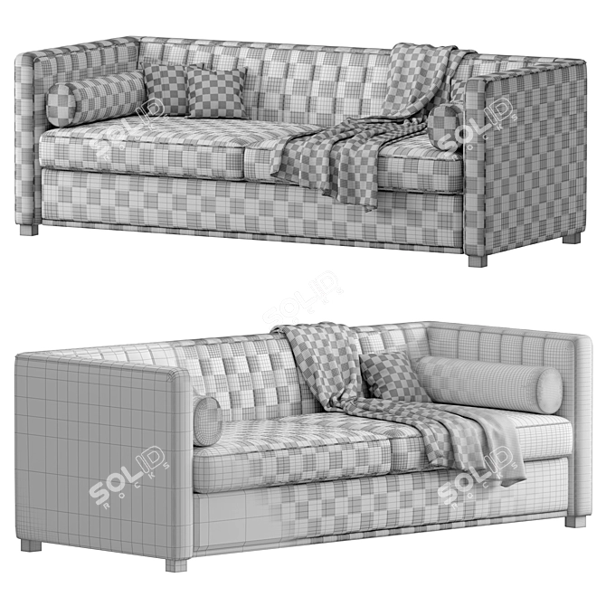 Striped Pull-Out Sofa Bed 3D model image 6