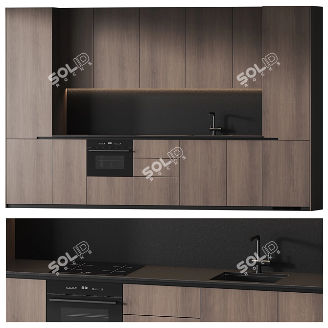 Integrated Handle Kitchen Set | AV 078 3D model image 1