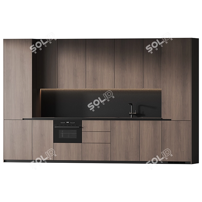 Integrated Handle Kitchen Set | AV 078 3D model image 2