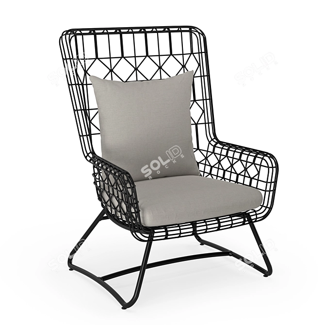 Sunbrella Outdoor Wing Chair in Black 3D model image 1