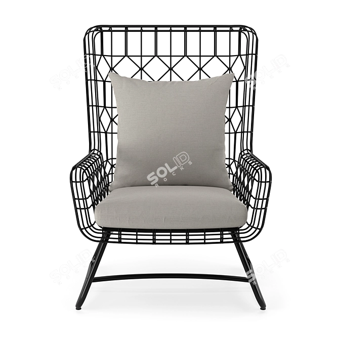 Sunbrella Outdoor Wing Chair in Black 3D model image 2