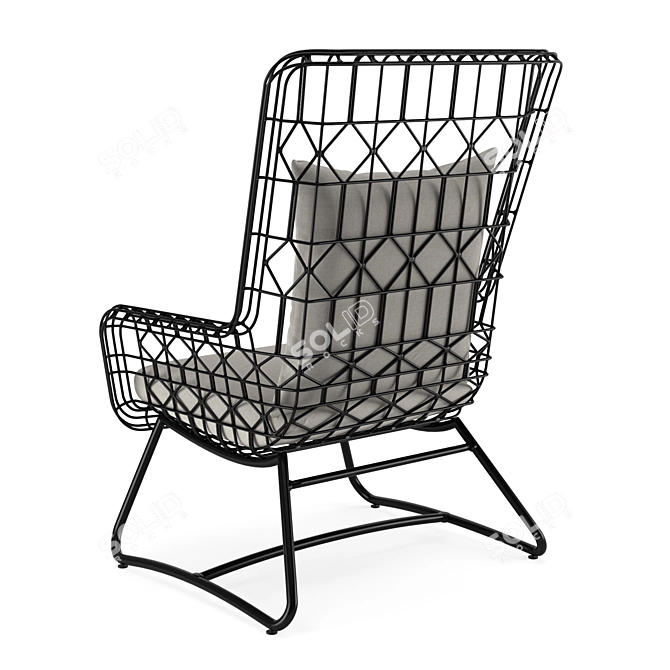 Sunbrella Outdoor Wing Chair in Black 3D model image 3