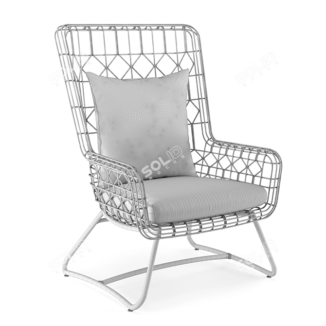 Sunbrella Outdoor Wing Chair in Black 3D model image 4