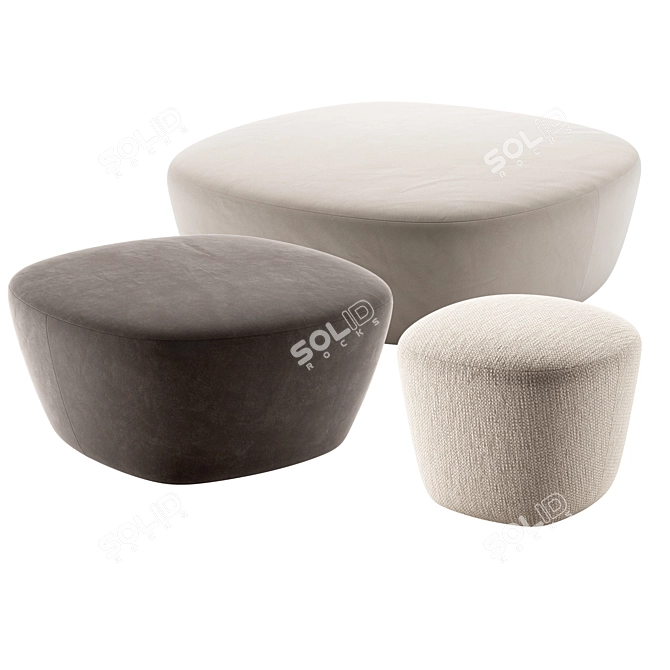 Elegant BEAT Ottomans: Versatile Sizes 3D model image 1