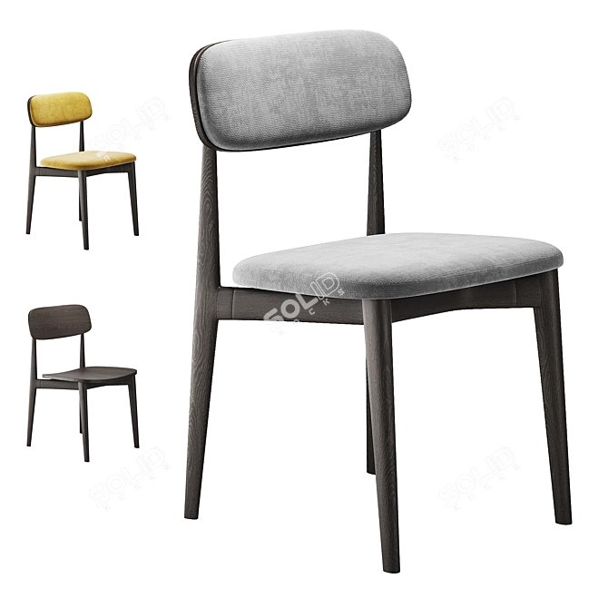 Elegant Poliform Curve Chair Set 3D model image 1