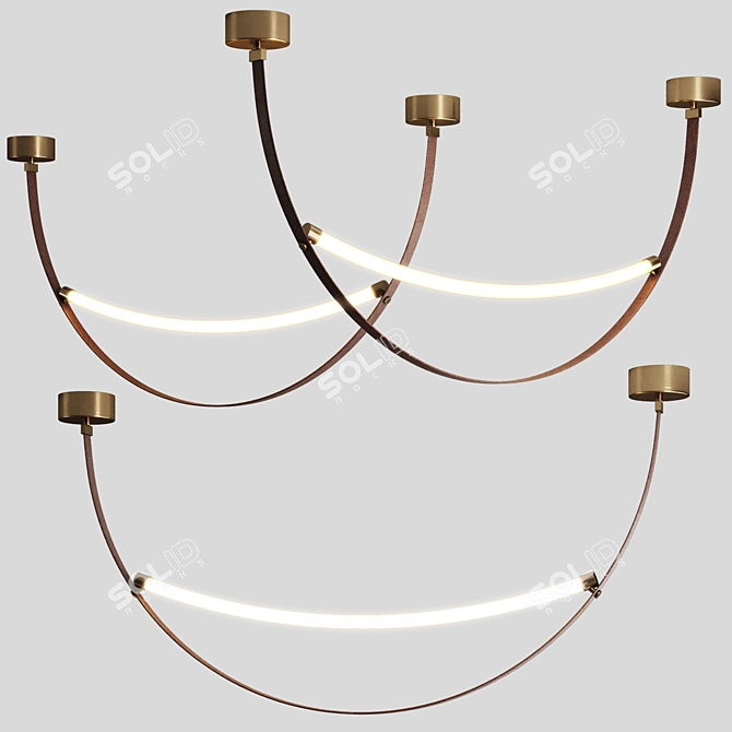 Modern Leather Pendant Light 3D model image 10