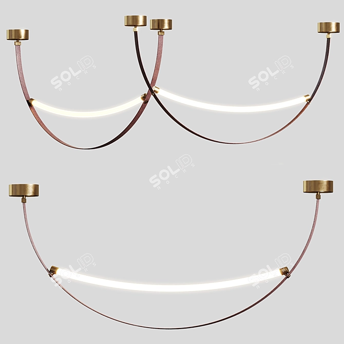 Modern Leather Pendant Light 3D model image 2