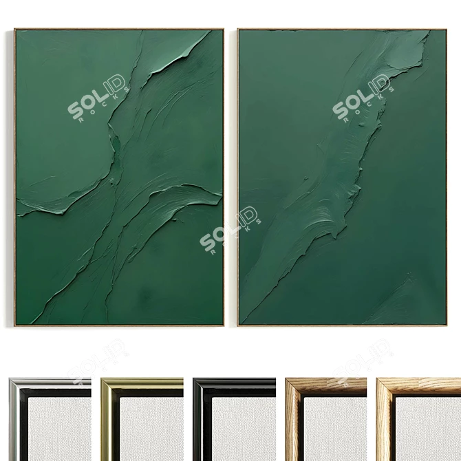 Plaster Double Frame with HQ Textures 3D model image 1