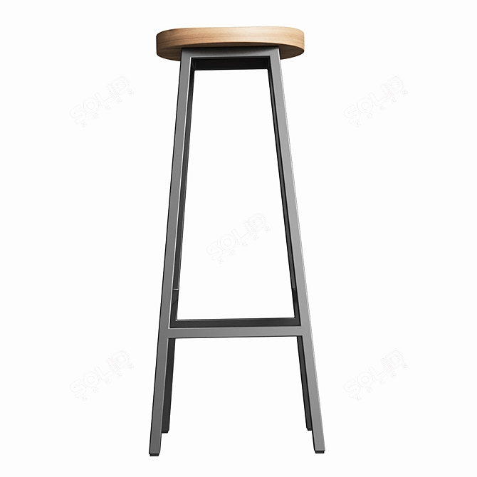 Solid Steel Bar Stool 3D model image 3