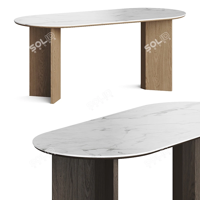 Japandi Modern Dining Table Set 3D model image 1