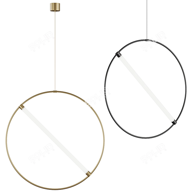 Floating Brass Circle Light 3D model image 1