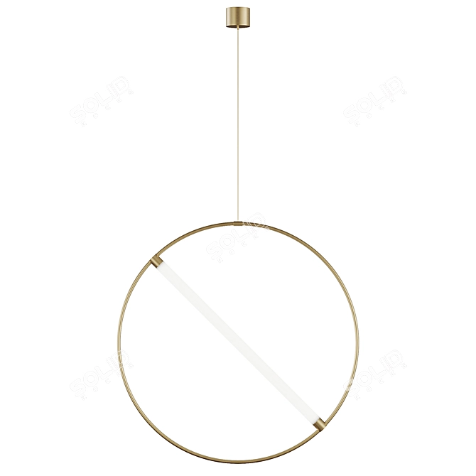 Floating Brass Circle Light 3D model image 2