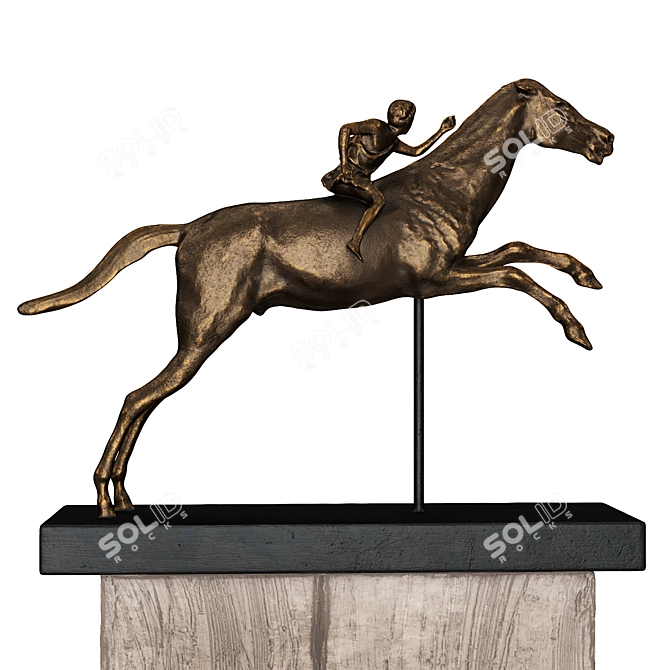 Ancient Greek Equestrian Rider Sculpture 3D model image 2