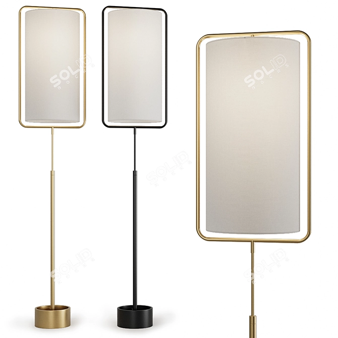 Modern Steel & Linen Floor Lamp 3D model image 1