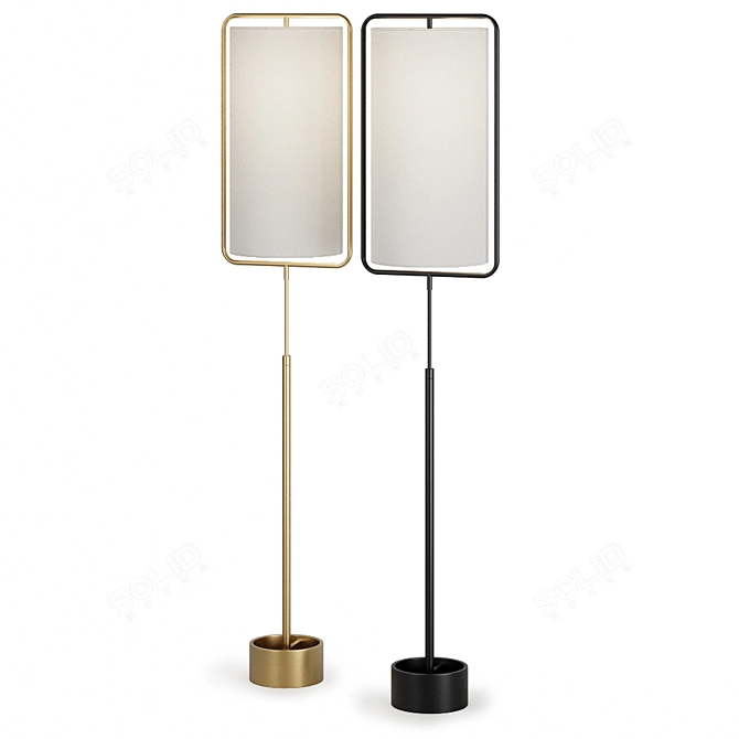 Modern Steel & Linen Floor Lamp 3D model image 4